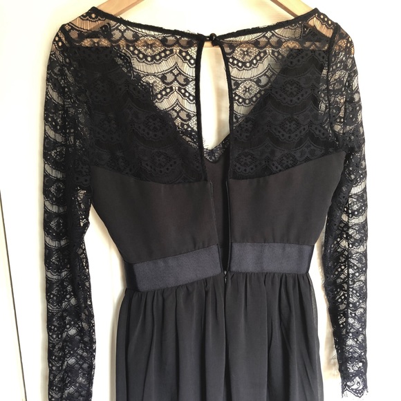 Navy Blue Lace Fit & Flare Dress - Picture 3 of 5